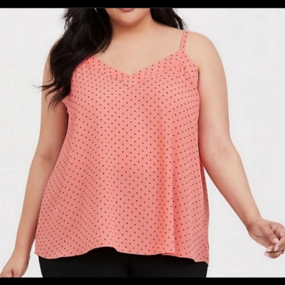torrid Tops - Torrid adjustable tank top orange black polka dot